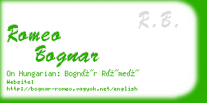 romeo bognar business card